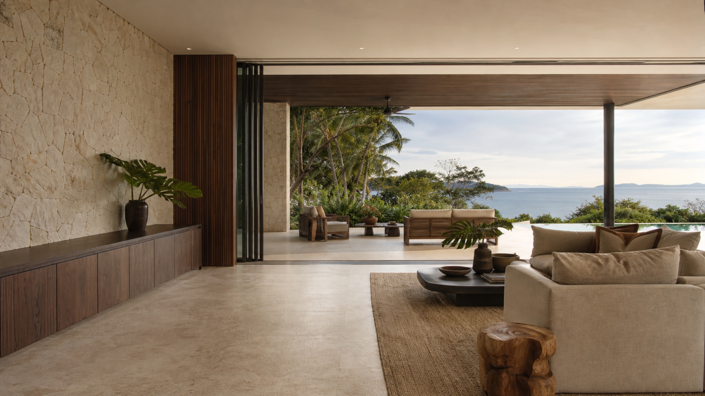 Conceptual coastal residence interior in Panama